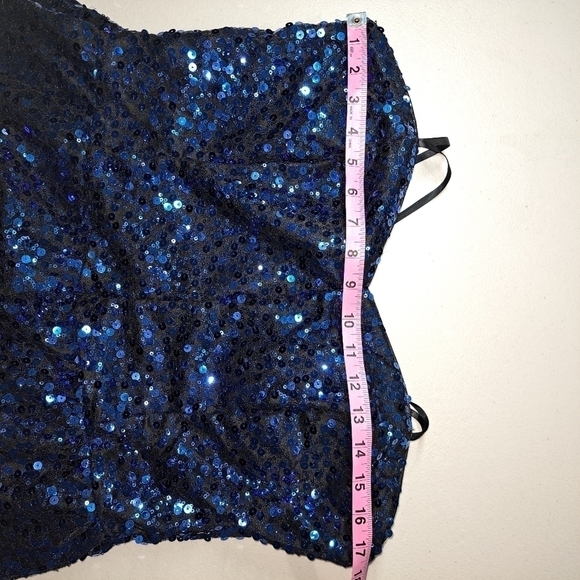 3 FOR 12 SALE DEB Blue Sequin Sparkle Glitter Dress. See photos for measurement. - Picture 13 of 13
